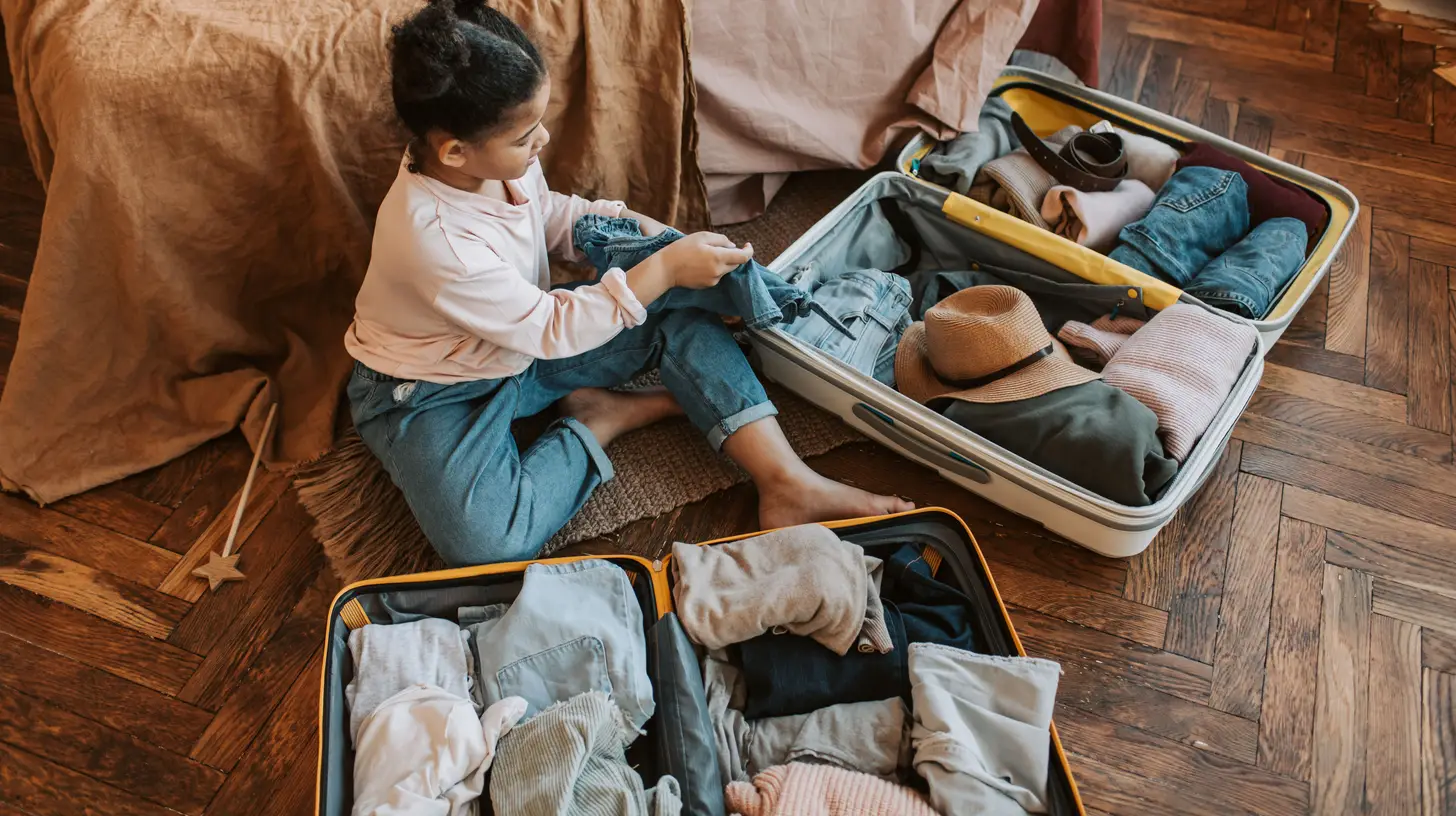 Enfant préparant sa valise dans sa chambre